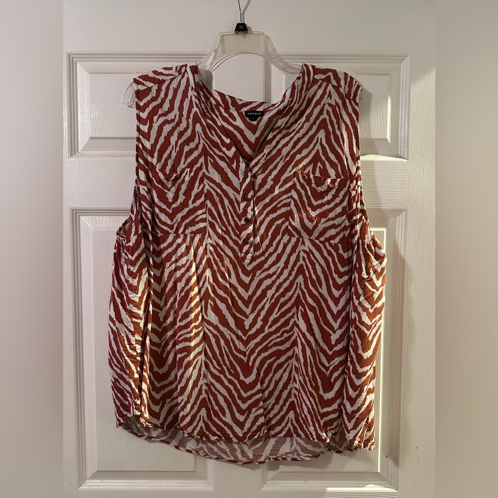 Torrid Orange and White Zebra Print Blouse